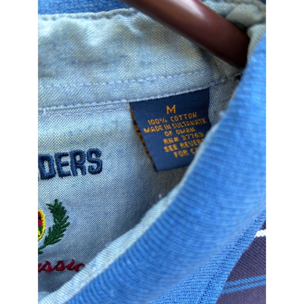 Vintage Gulf Traders Classic Polo Shirt Mens M Blue Striped 100% Cotton Golf Y2K - Picture 3 of 9
